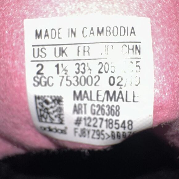 Kids Youth Size 2 Adidas Pink Black Lace Up Soccer Sports Cleats - Picture 5 of 5